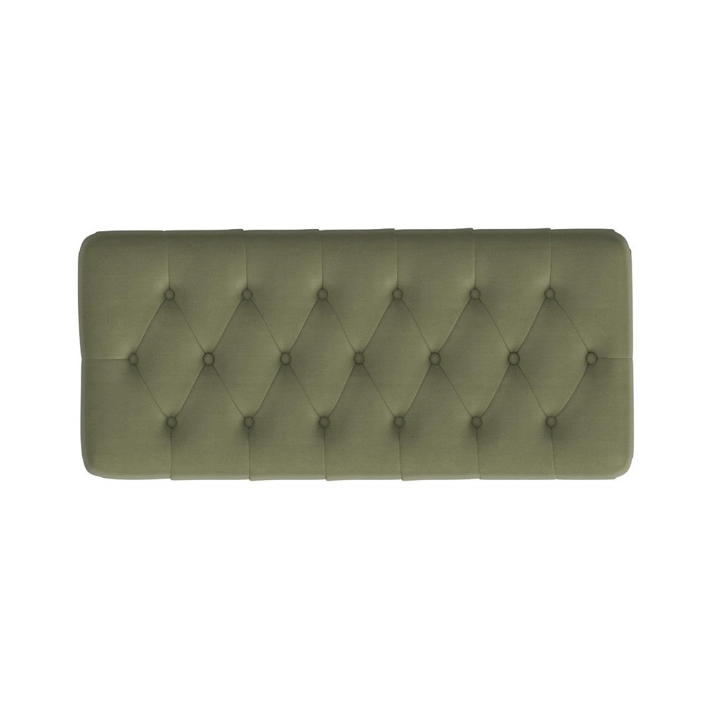 Sol Storage Bench Ottoman, Light Sage Green Velvet, Brown, 40 Inch -BM334209