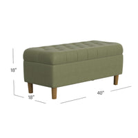 Sol Storage Bench Ottoman, Light Sage Green Velvet, Brown, 40 Inch -BM334209
