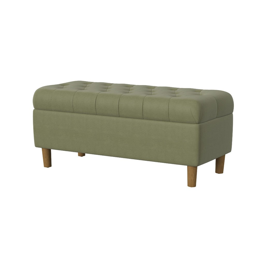 Sol Storage Bench Ottoman, Light Sage Green Velvet, Brown, 40 Inch -BM334209