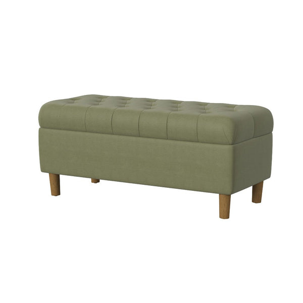 Sol Storage Bench Ottoman, Light Sage Green Velvet, Brown, 40 Inch -BM334209