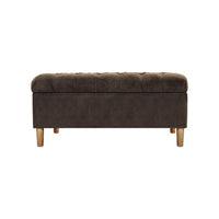 Sol Storage Bench Ottoman, Chocolate Brown Velvet, Wood, 40 Inch -BM334210