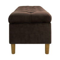 Sol Storage Bench Ottoman, Chocolate Brown Velvet, Wood, 40 Inch -BM334210