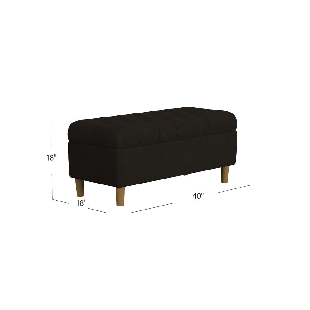 Sol Storage Bench Ottoman, Chocolate Brown Velvet, Wood, 40 Inch -BM334210