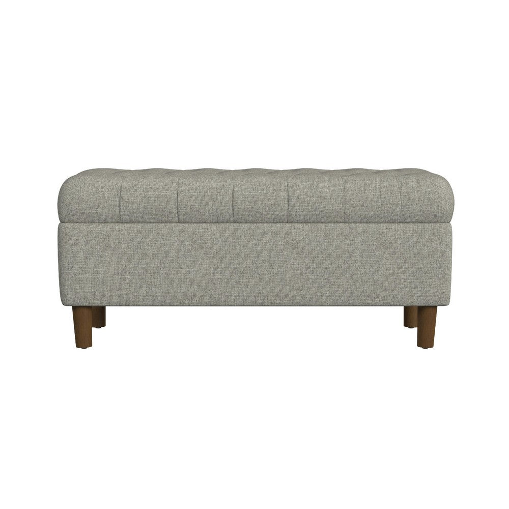 Sol Storage Bench Ottoman, Gray Woven Fabric, Brown Wood, 40 Inch -BM334212