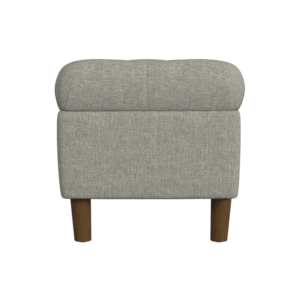 Sol Storage Bench Ottoman, Gray Woven Fabric, Brown Wood, 40 Inch -BM334212