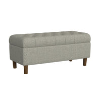 Sol Storage Bench Ottoman, Gray Woven Fabric, Brown Wood, 40 Inch -BM334212