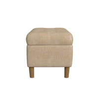 Sol Storage Bench Ottoman, Light Tan Woven Fabric, Brown Wood, 40 Inch -BM334214