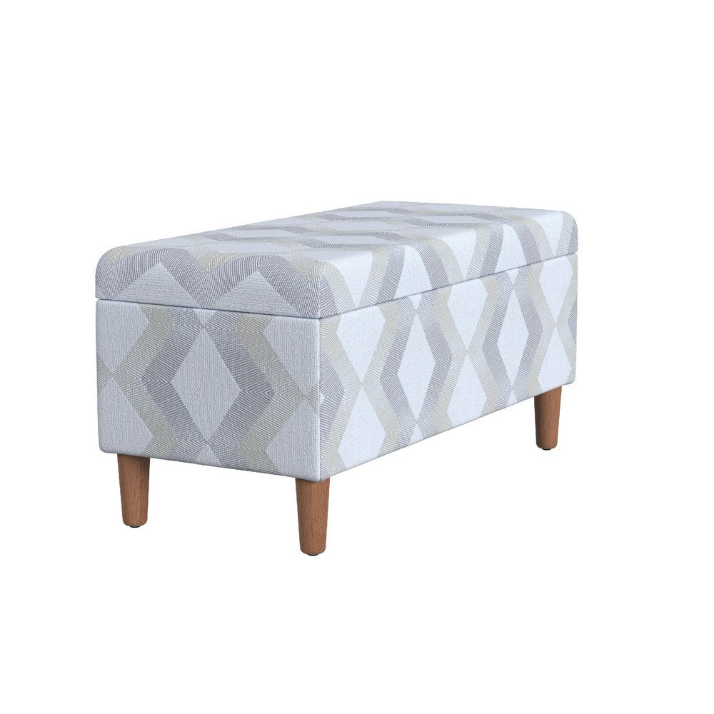 Zia Accent Storage Bench, Cream Gray Woven Diamond Pattern, 36 Inch -BM334215