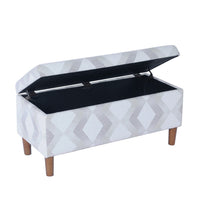Zia Accent Storage Bench, Cream Gray Woven Diamond Pattern, 36 Inch -BM334215