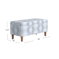 Zia Accent Storage Bench, Cream Gray Woven Diamond Pattern, 36 Inch -BM334215