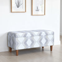 Zia Accent Storage Bench, Cream Gray Woven Diamond Pattern, 36 Inch -BM334215