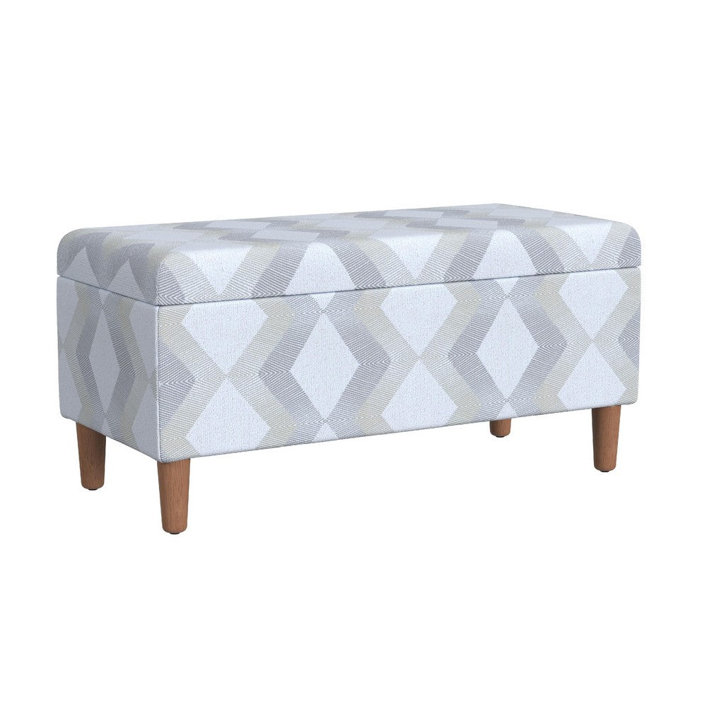 Zia Accent Storage Bench, Cream Gray Woven Diamond Pattern, 36 Inch -BM334215