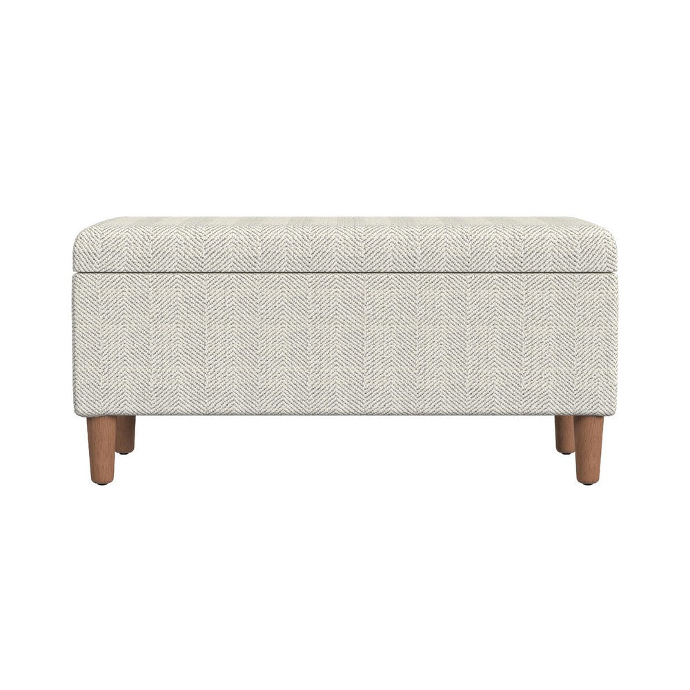 Zia Accent Storage Bench, Cream Chevron Woven Fabric, Brown, 36 Inch -BM334216