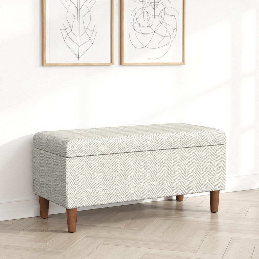 Zia Accent Storage Bench, Cream Chevron Woven Fabric, Brown, 36 Inch -BM334216