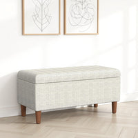 Zia Accent Storage Bench, Cream Chevron Woven Fabric, Brown, 36 Inch -BM334216