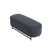 Pat Storage Bench Ottoman, Steel Blue Velvet, Black Metal, 46 Inch -BM334217