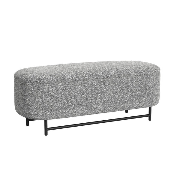 Pat Storage Bench Ottoman, Gray Yarn Cream Boucle, Black Metal 46 Inch -BM334219