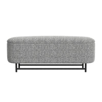 Pat Storage Bench Ottoman, Gray Yarn Cream Boucle, Black Metal 46 Inch -BM334219
