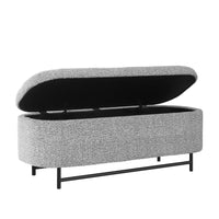 Pat Storage Bench Ottoman, Gray Yarn Cream Boucle, Black Metal 46 Inch -BM334219