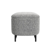 Pat Storage Bench Ottoman, Gray Yarn Cream Boucle, Black Metal 46 Inch -BM334219