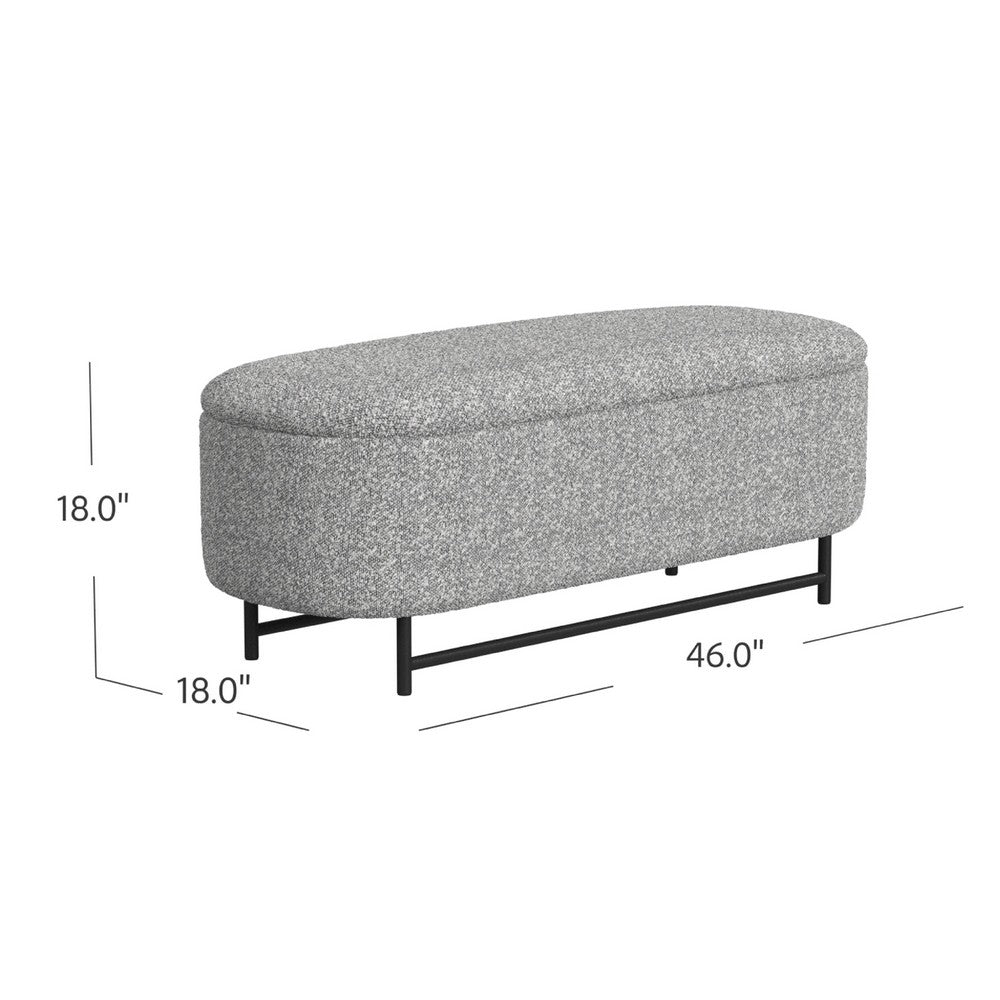 Pat Storage Bench Ottoman, Gray Yarn Cream Boucle, Black Metal 46 Inch -BM334219