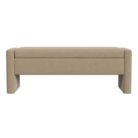 Kim Storage Bench Ottoman, Tan Brown Velvet and Solid Wood, 50 Inch -BM334220