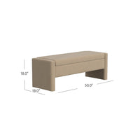 Kim Storage Bench Ottoman, Tan Brown Velvet and Solid Wood, 50 Inch -BM334220