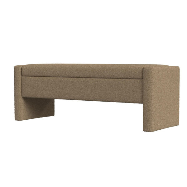 Kim Storage Bench Ottoman, Rich Brown Velvet and Solid Wood, 50 Inch -BM334221