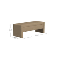 Kim Storage Bench Ottoman, Rich Brown Velvet and Solid Wood, 50 Inch -BM334221