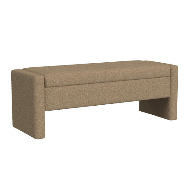 Kim Storage Bench Ottoman, Rich Brown Velvet and Solid Wood, 50 Inch -BM334221