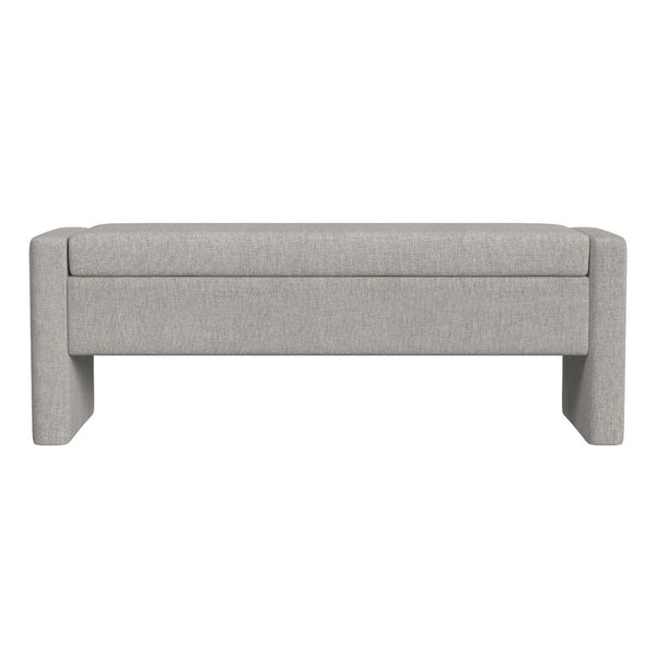 Kim Storage Bench Ottoman, Light Gray Velvet and Solid Wood, 50 Inch -BM334222