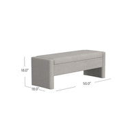 Kim Storage Bench Ottoman, Light Gray Velvet and Solid Wood, 50 Inch -BM334222