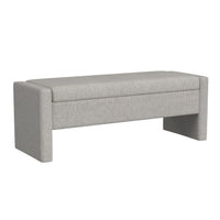 Kim Storage Bench Ottoman, Light Gray Velvet and Solid Wood, 50 Inch -BM334222