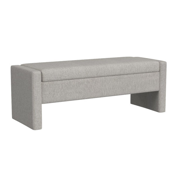 Kim Storage Bench Ottoman, Light Gray Velvet and Solid Wood, 50 Inch -BM334222