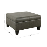 Leo Square Storage Ottoman with Plush Gray Faux Leather, 28 Inch -BM334223