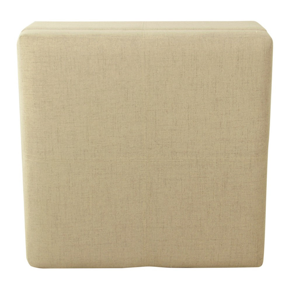 Leo Square Storage Ottoman with Plush Tan Brown Woven Fabric, 28 Inch -BM334224