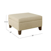 Leo Square Storage Ottoman with Plush Tan Brown Woven Fabric, 28 Inch -BM334224