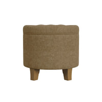 Wes Round Storage Ottoman, Mocha Brown Velvet, Hardwood, 19 Inch -BM334226