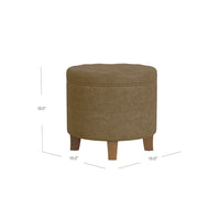 Wes Round Storage Ottoman, Mocha Brown Velvet, Hardwood, 19 Inch -BM334226