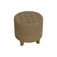 Wes Round Storage Ottoman, Mocha Brown Velvet, Hardwood, 19 Inch -BM334226