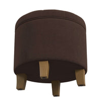 Wes Round Storage Ottoman, Chocolate Brown Velvet, Hardwood, 19 Inch -BM334227