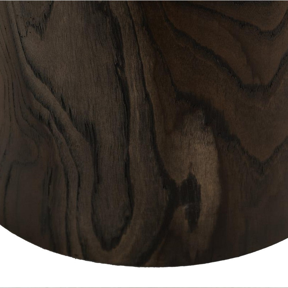 Eray Chairside End Table, Drum Design, Teak Black Mango Wood 18 Inch -BM334239