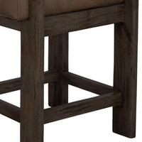 Eray Counter Height Stool, Teak Brown Cushioned, Solid Wood 24 Inch -BM334244