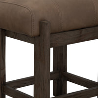 Eray Counter Height Stool, Teak Brown Cushioned, Solid Wood 24 Inch -BM334244
