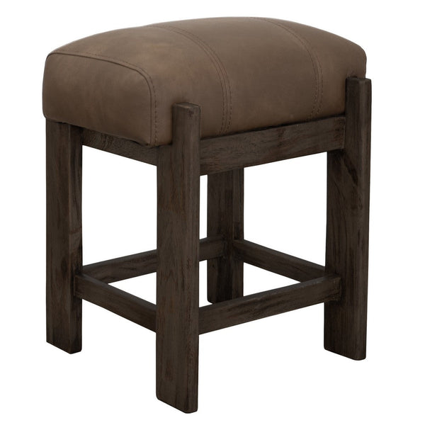Eray Counter Height Stool, Teak Brown Cushioned, Solid Wood 24 Inch -BM334244