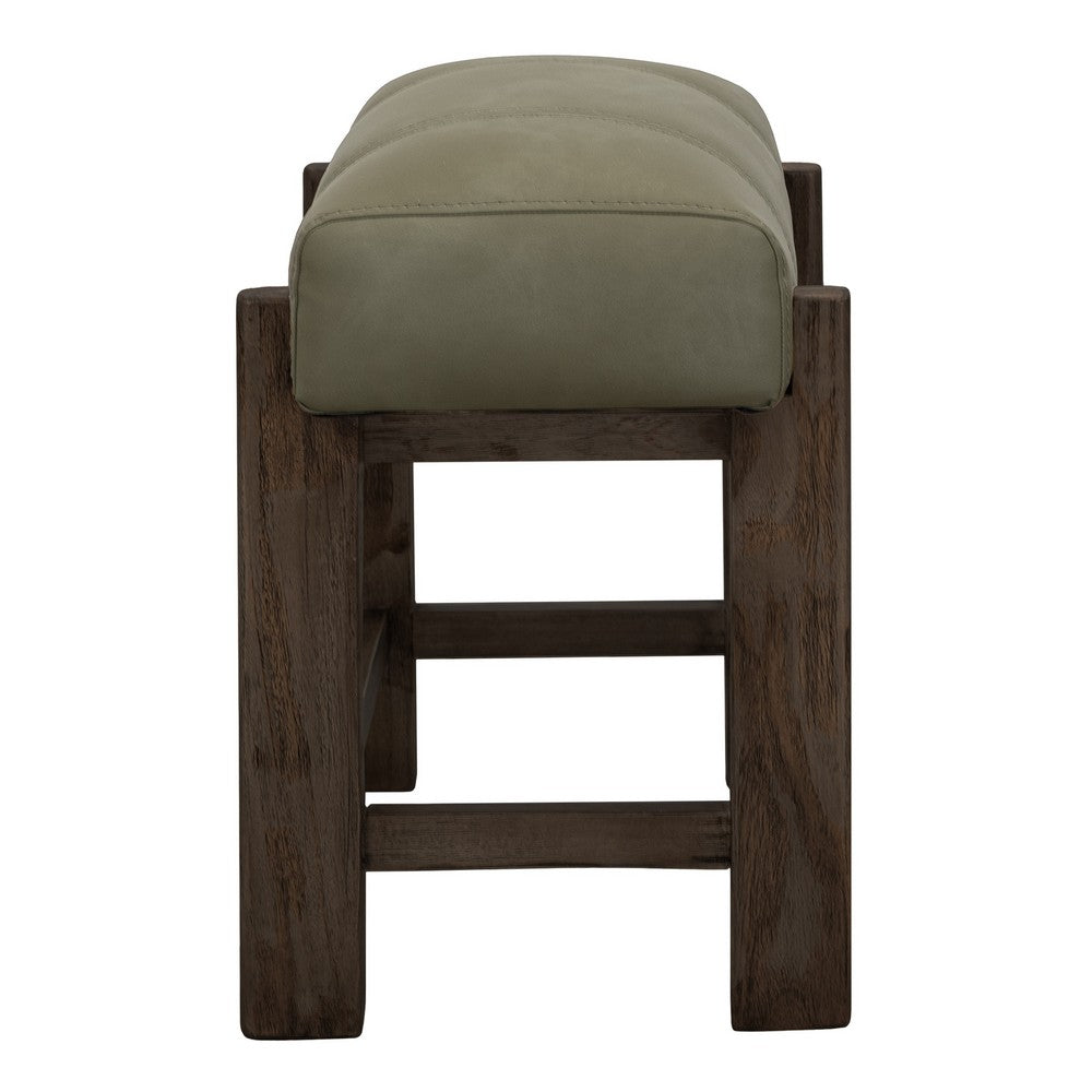 Eray 24 Inch Counter Stool, Sage Green Seat Cushion, Brown Teak Wood -BM334245