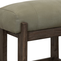 Eray 24 Inch Counter Stool, Sage Green Seat Cushion, Brown Teak Wood -BM334245