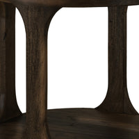 Eray Side End Table, 1 Shelf, Round Open Frame, Black Teak, 26 Inch -BM334251