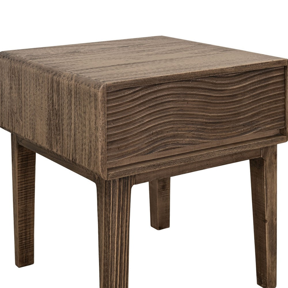 Oly Side End Table, 1 Drawer, Rustic Natural Brown Melina Wood 23 Inch -BM334261