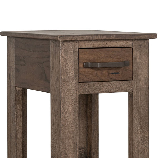 Tacey Chairside Table, 1 Drawer, 1 Shelf, Peanut Brown Wood, 18 Inch -BM334267